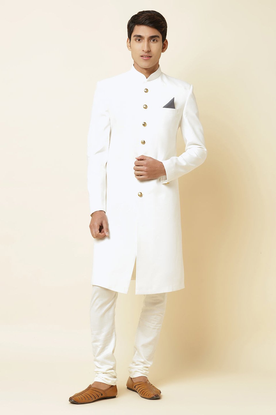 Plain sale white sherwani