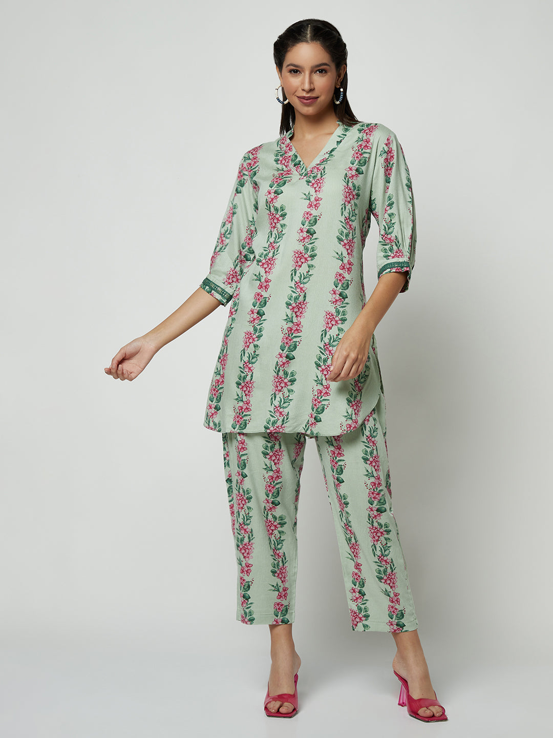 Mint Green Printed Kurta Set