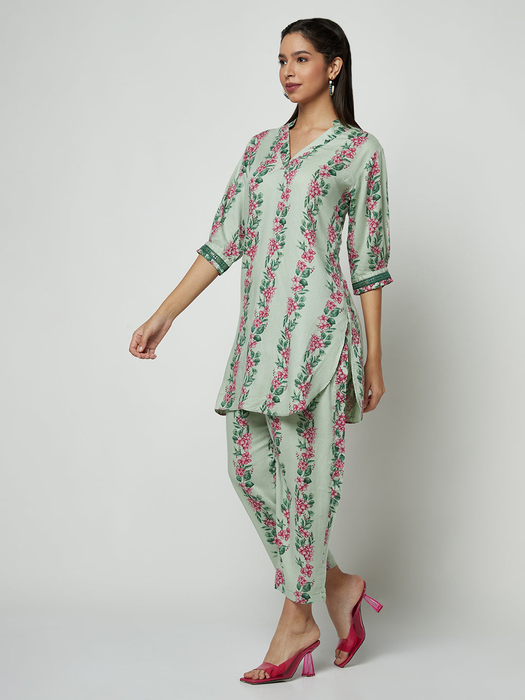 Mint Green Printed Kurta Set