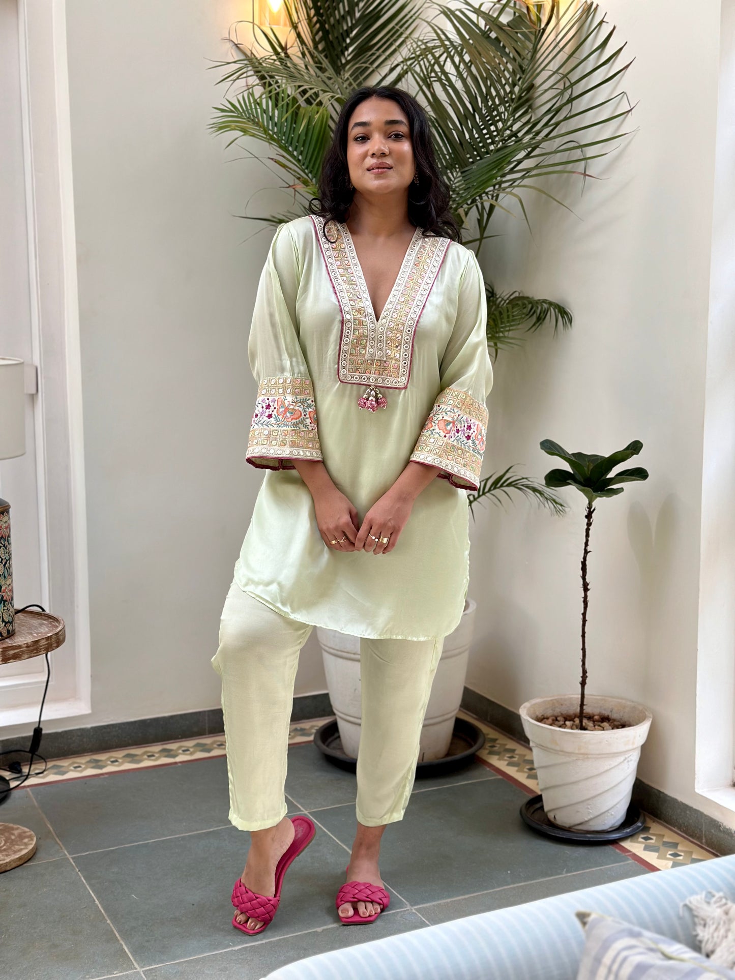 Mint Green Embroidered Kurta Set