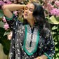 Black Floral Kaftan Tunic & Pant Set