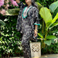 Black Floral Kaftan Tunic & Pant Set