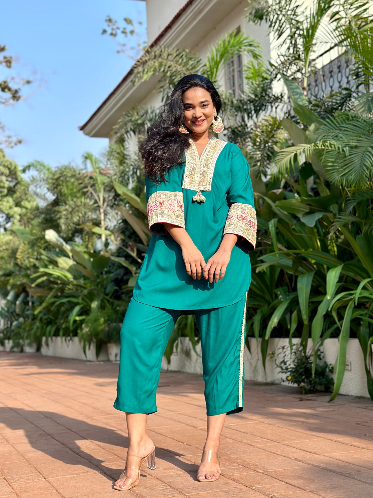 Emerald Green Embroidered Kurta Set