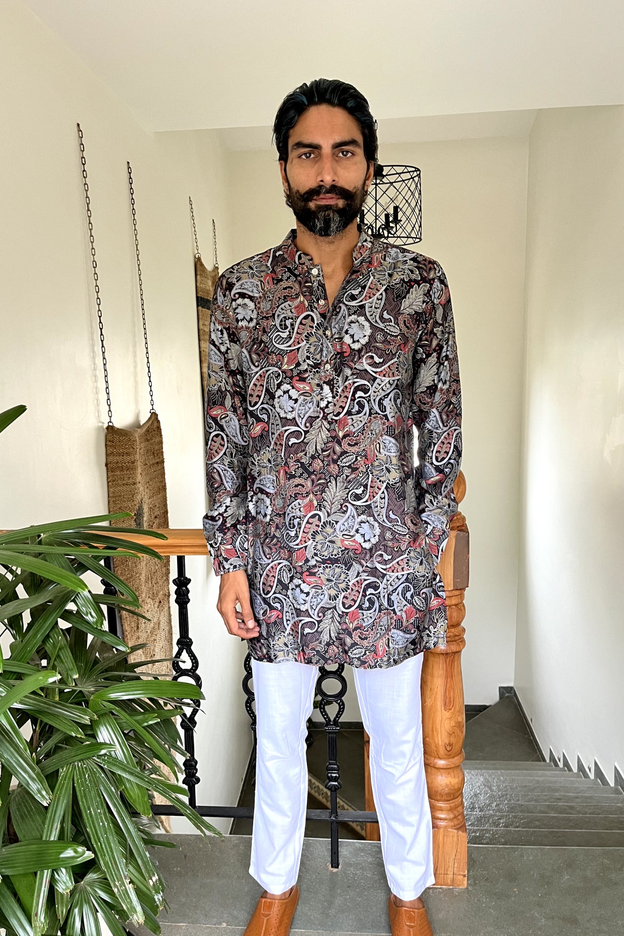 Blended Silk Paisley Kurta Set