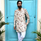 Cream Floral Muslin Silk Kurta Set