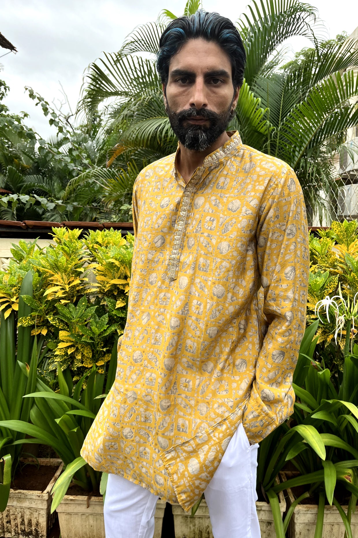 Mustard Embroidered Kurta Set