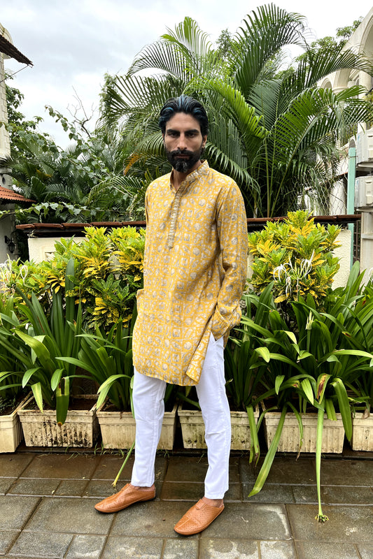 Mustard Embroidered Kurta Set