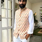 Peach Floral Print Nehru Jacket