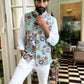 Blue Floral Print Nehru Jacket