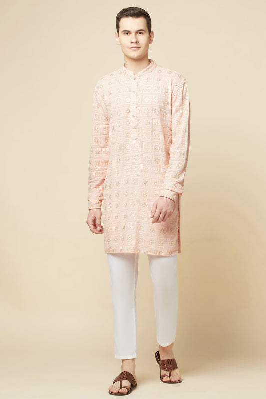 Pink Lucknowi Embroidered Kurta Set - Spring Break