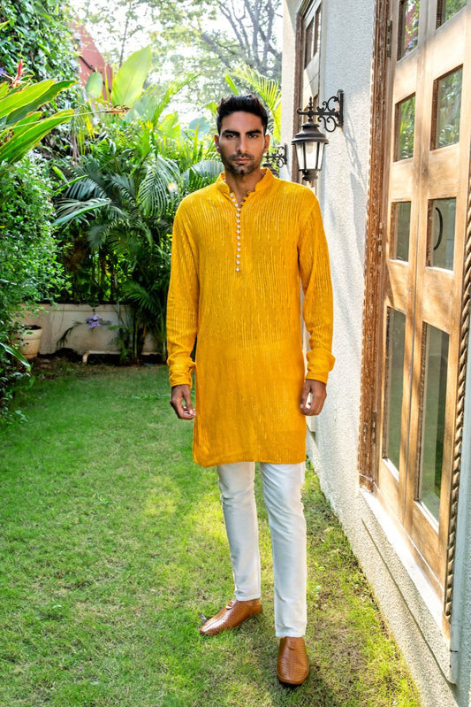 Mustard Embroidered Kurta Set - Spring Break