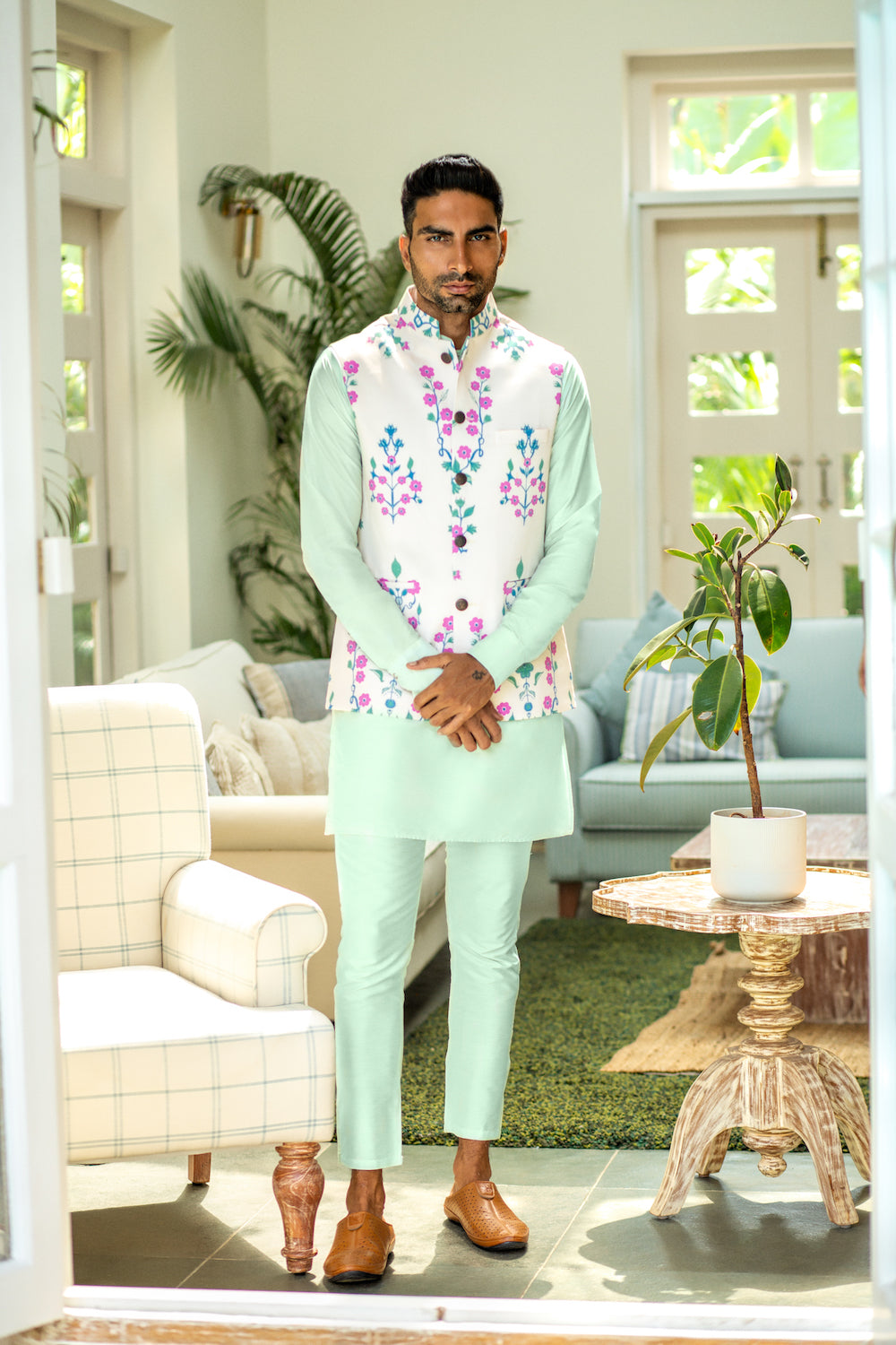 Bandhgala - Floral Print - Indian Wear for Men - Buy Latest Designer Men  wear Clothing Online - Utsav Fashion