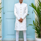 White Lucknowi Embroidered Sherwani Set