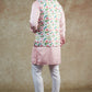 White Floral Print Nehru Jacket with Kurta Set