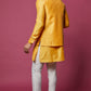 Mustard Cotton Silk Jacket with Kurta Set