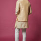 Beige Cotton Silk Jacket with Kurta Set