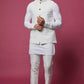 White Cotton Silk Jacket Kurta Set