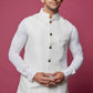 White Cotton Silk Jacket Kurta Set