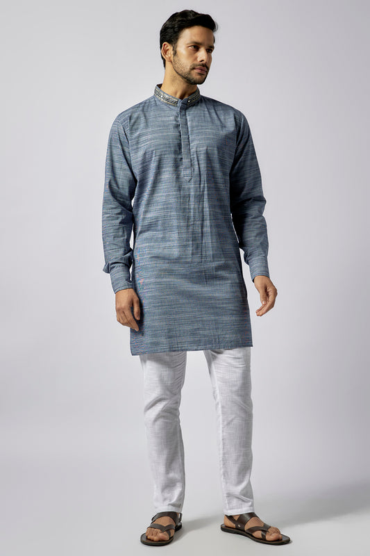 Grey Embroidered Kurta Set