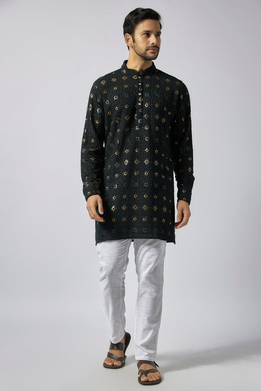 Black Lucknowi Embroidered Kurta Set