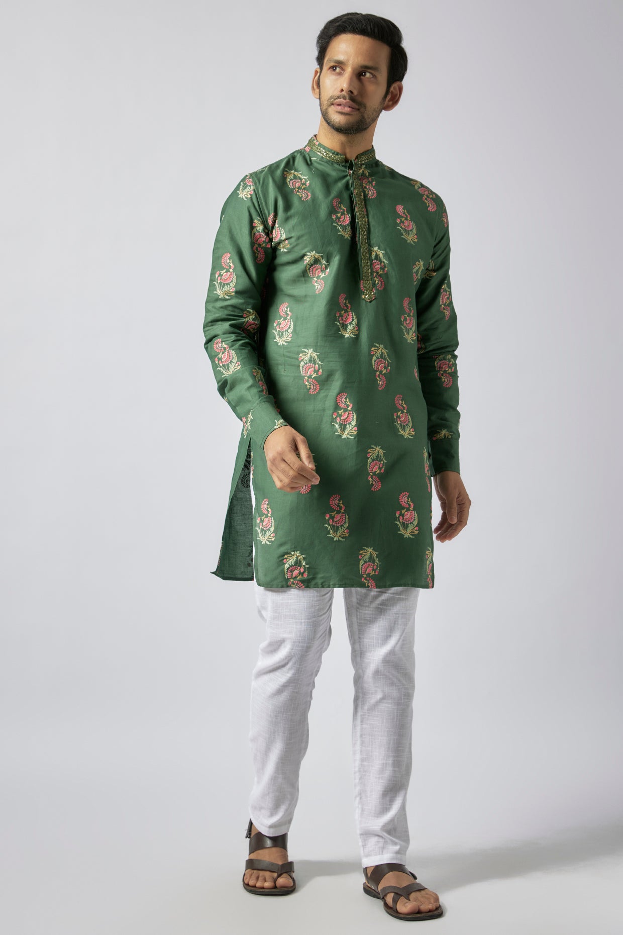 Floral Green Embroidered Kurta Set