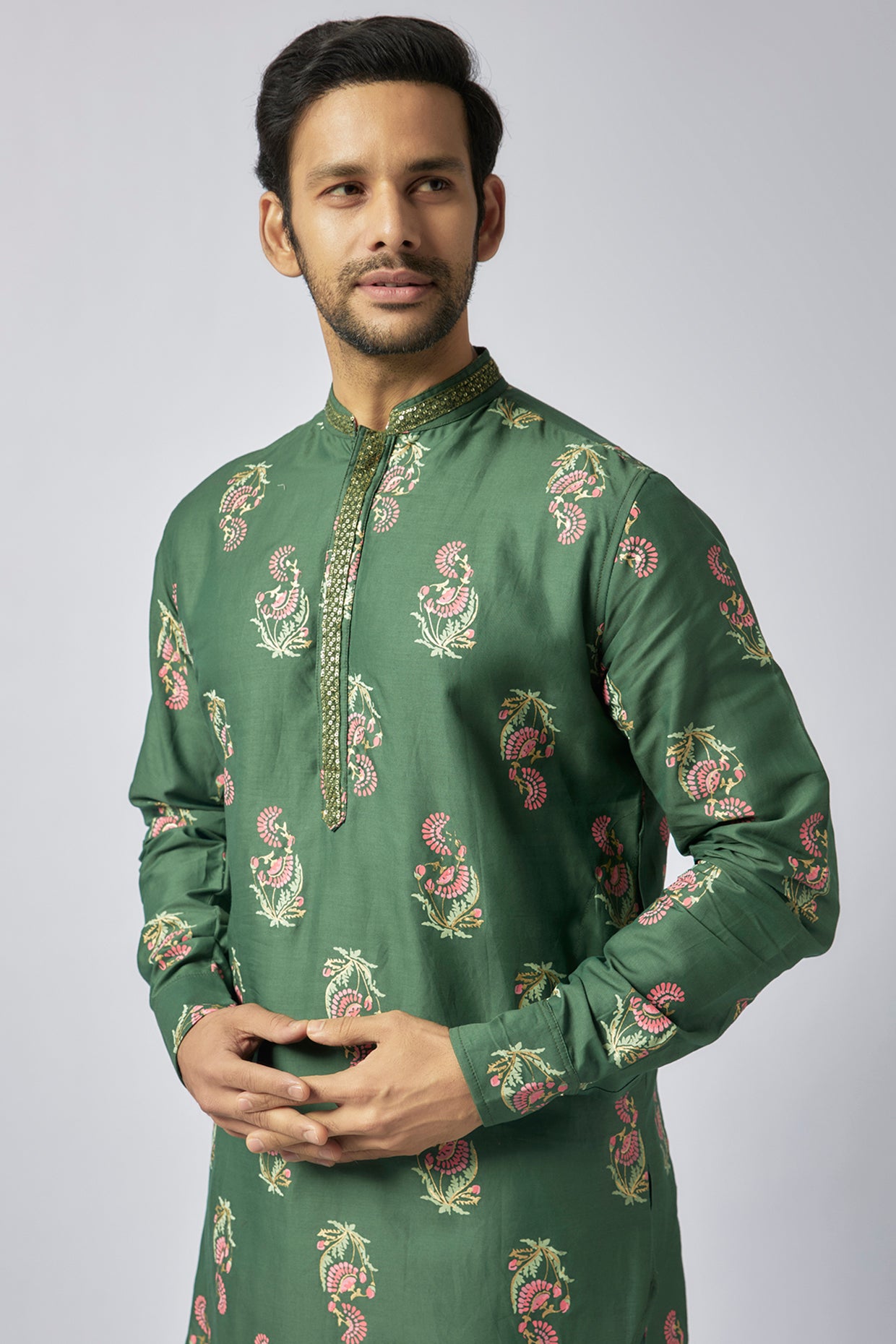 Floral Green Embroidered Kurta Set