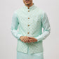 Mint Green Embroidered Jacket Kurta Set