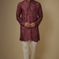 Maroon Lucknowi Embroidered Kurta Set