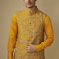 Mustard Digital Print Nehru Jacket