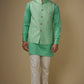 Mint Green Floral Nehru Jacket