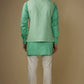 Mint Green Floral Nehru Jacket