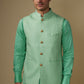 Mint Green Floral Nehru Jacket