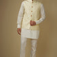 Ivory Floral Jacquard Jacket Kurta Set