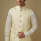 Ivory Floral Jacquard Jacket Kurta Set