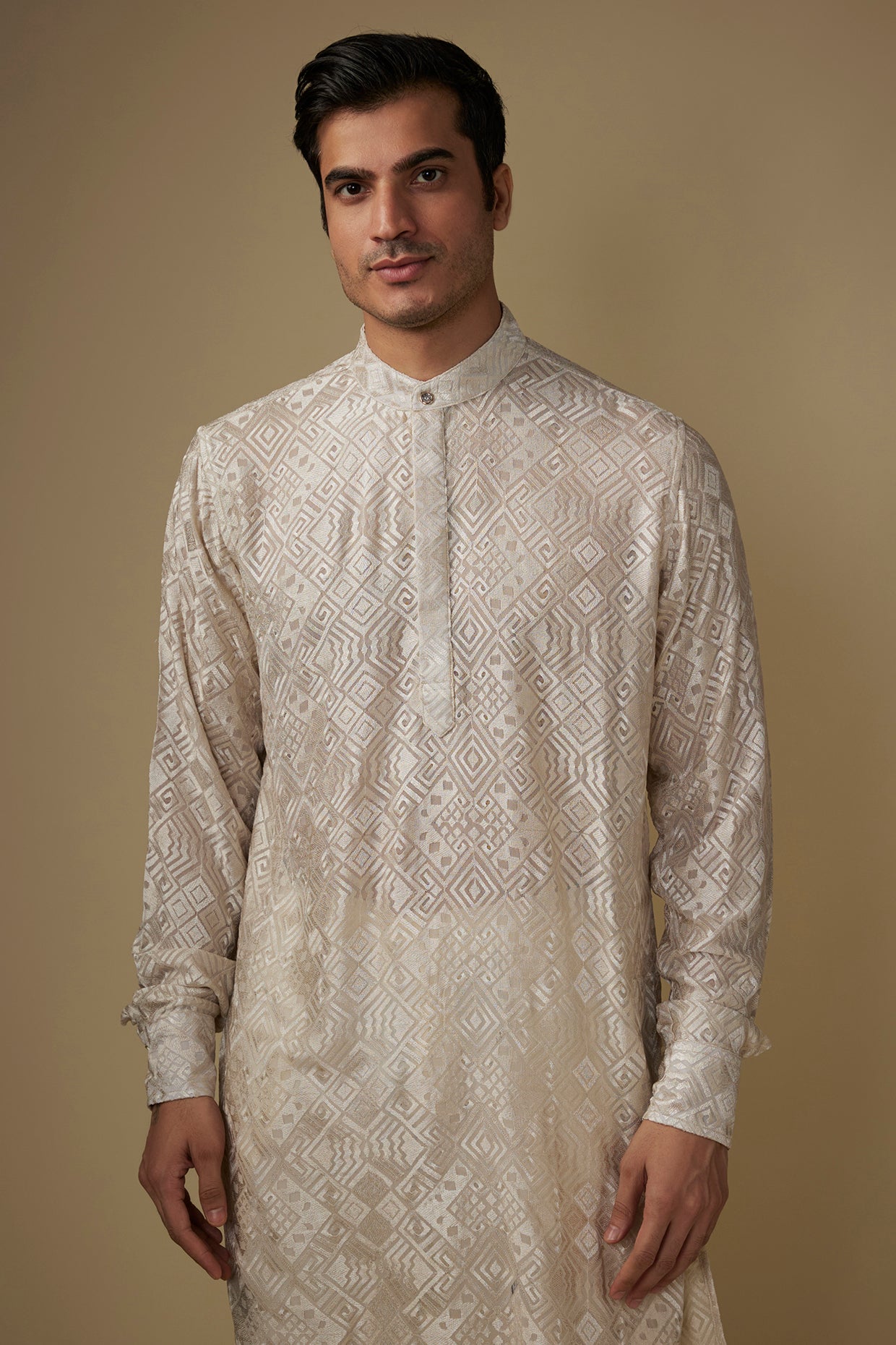 Ivory Lucknowi Embroidered Kurta Set