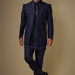 Navy Blue Embroidered Indo Western Set