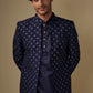 Navy Blue Embroidered Indo Western Set