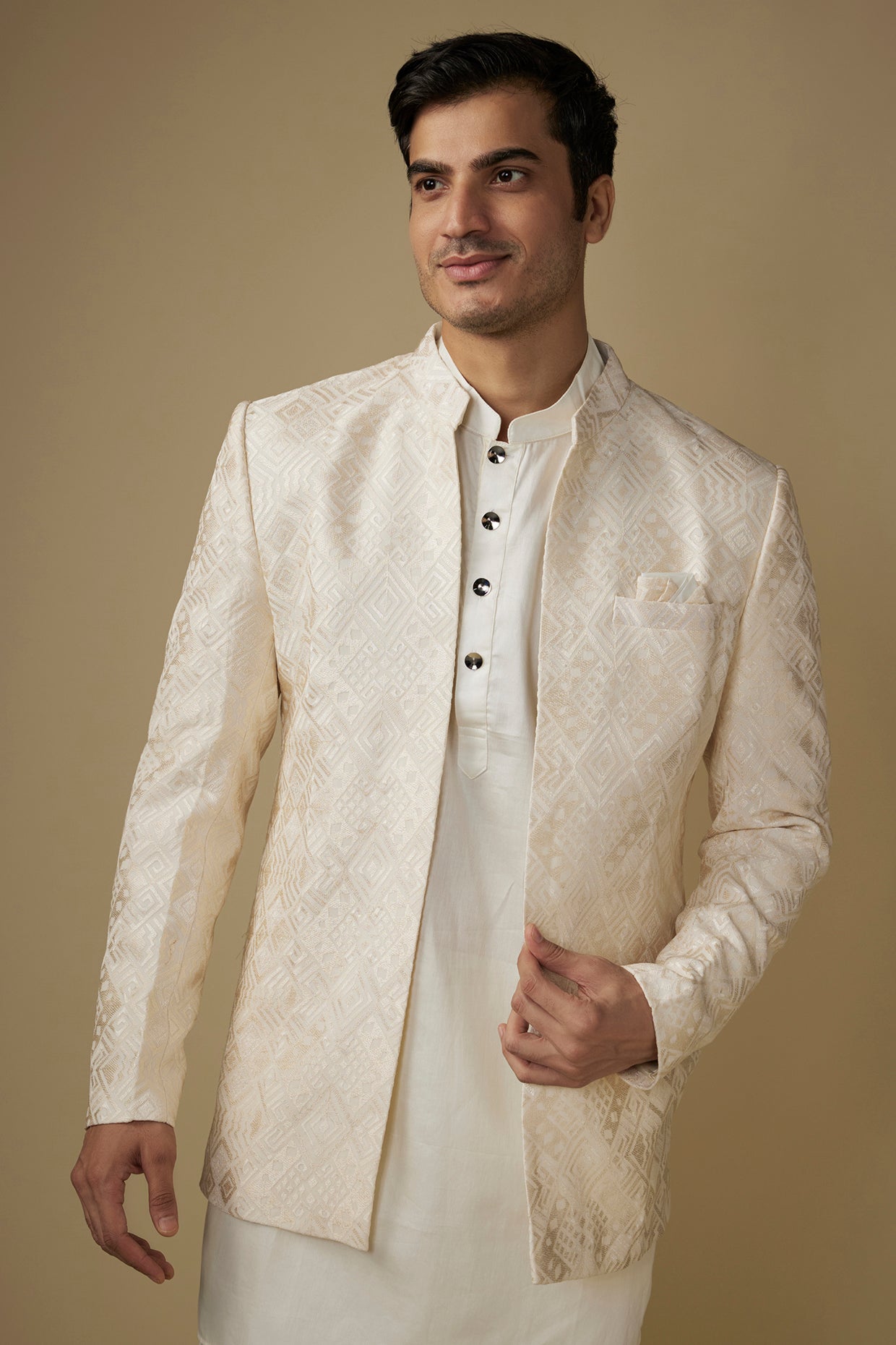 Ivory Embroidered Indo Western Set