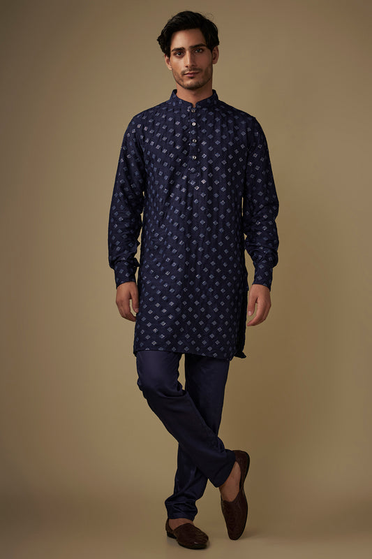 Navy Blue Embroiderd Kurta Set