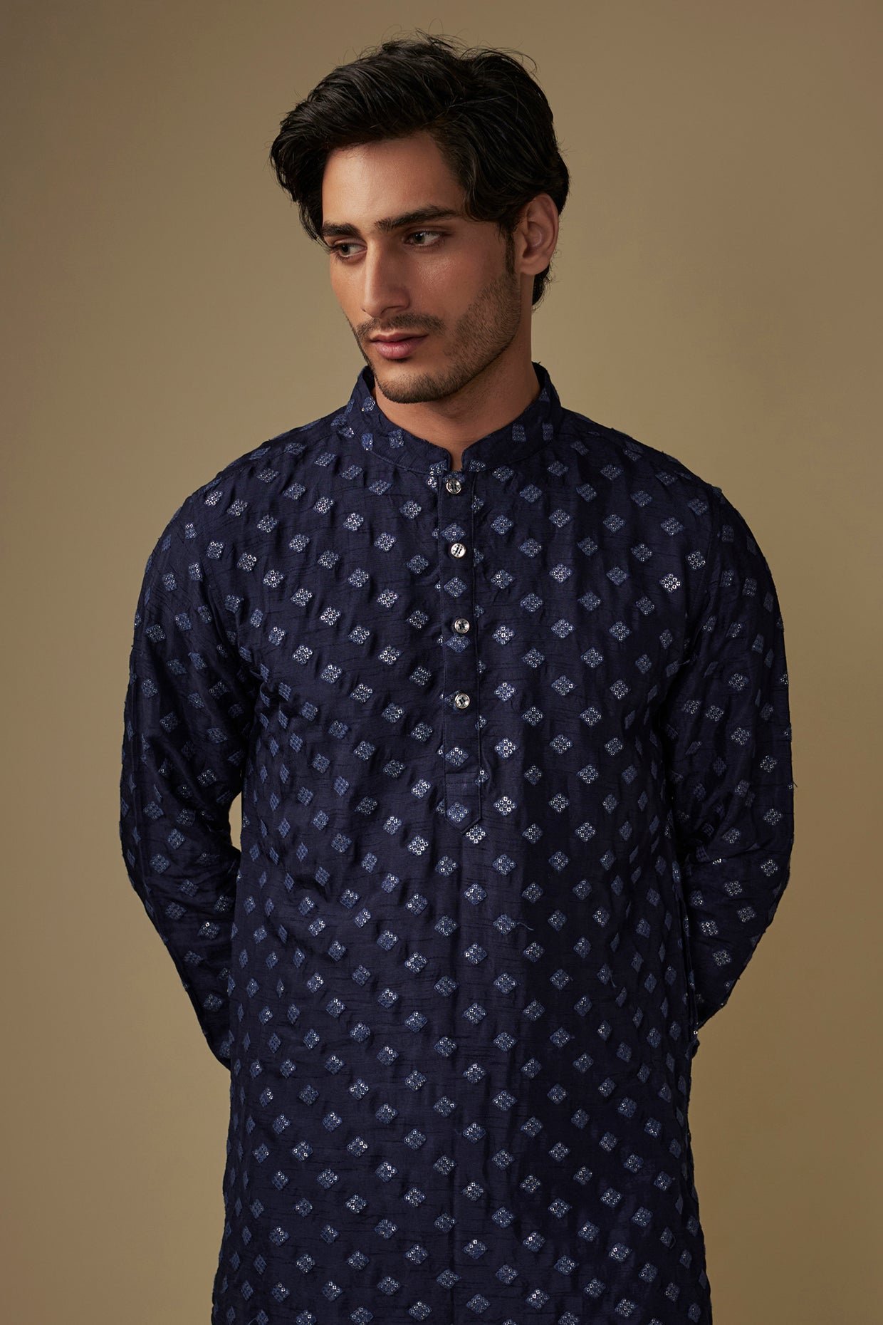 Navy Blue Embroiderd Kurta Set