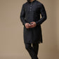 Black Cotton Silk Kurta Set