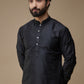 Black Cotton Silk Kurta Set