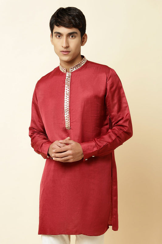 Maroon Embroidered Kurta - Spring Break