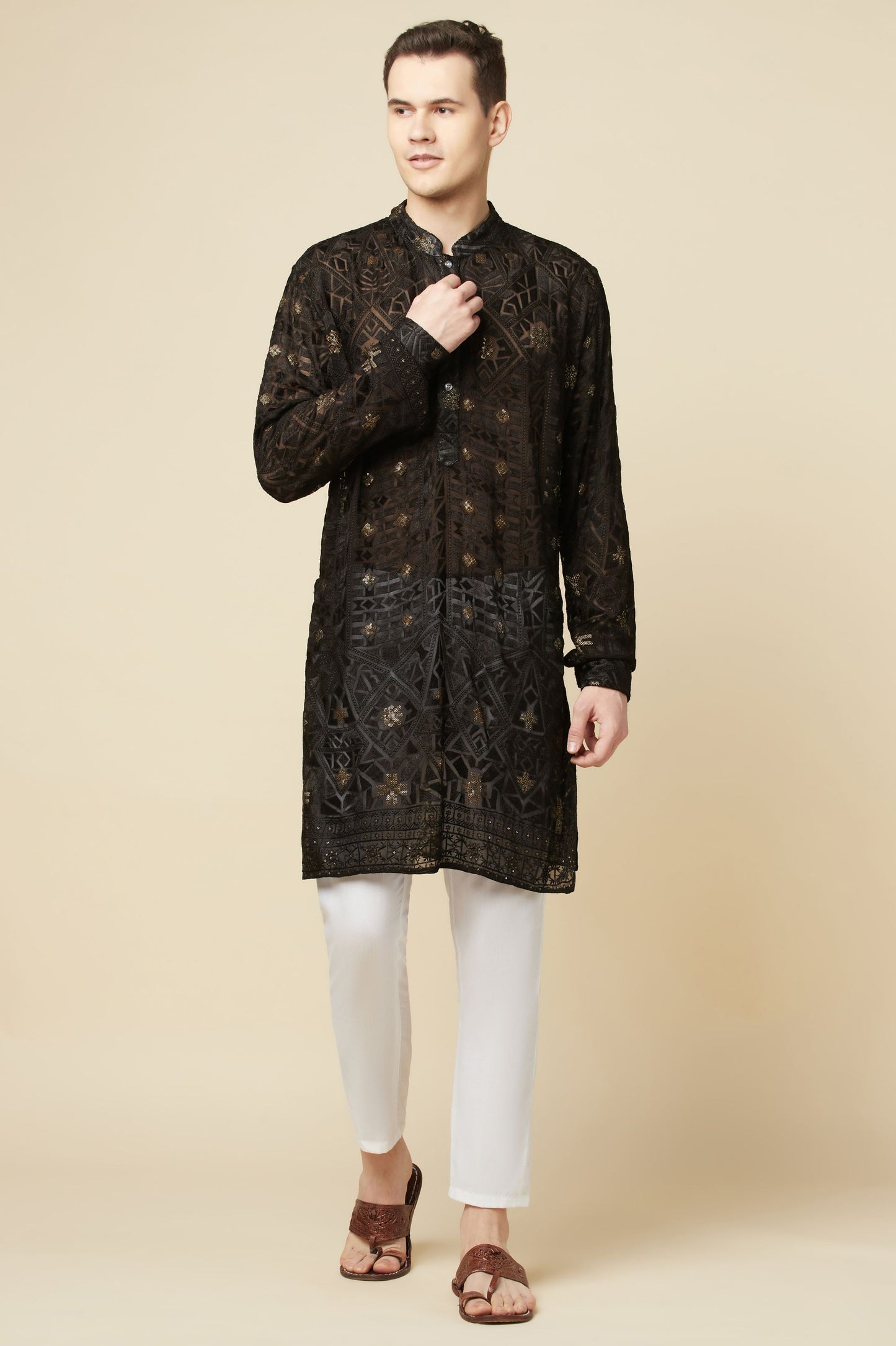 Black Lucknowi Embroidered Kurta Set - Spring Break