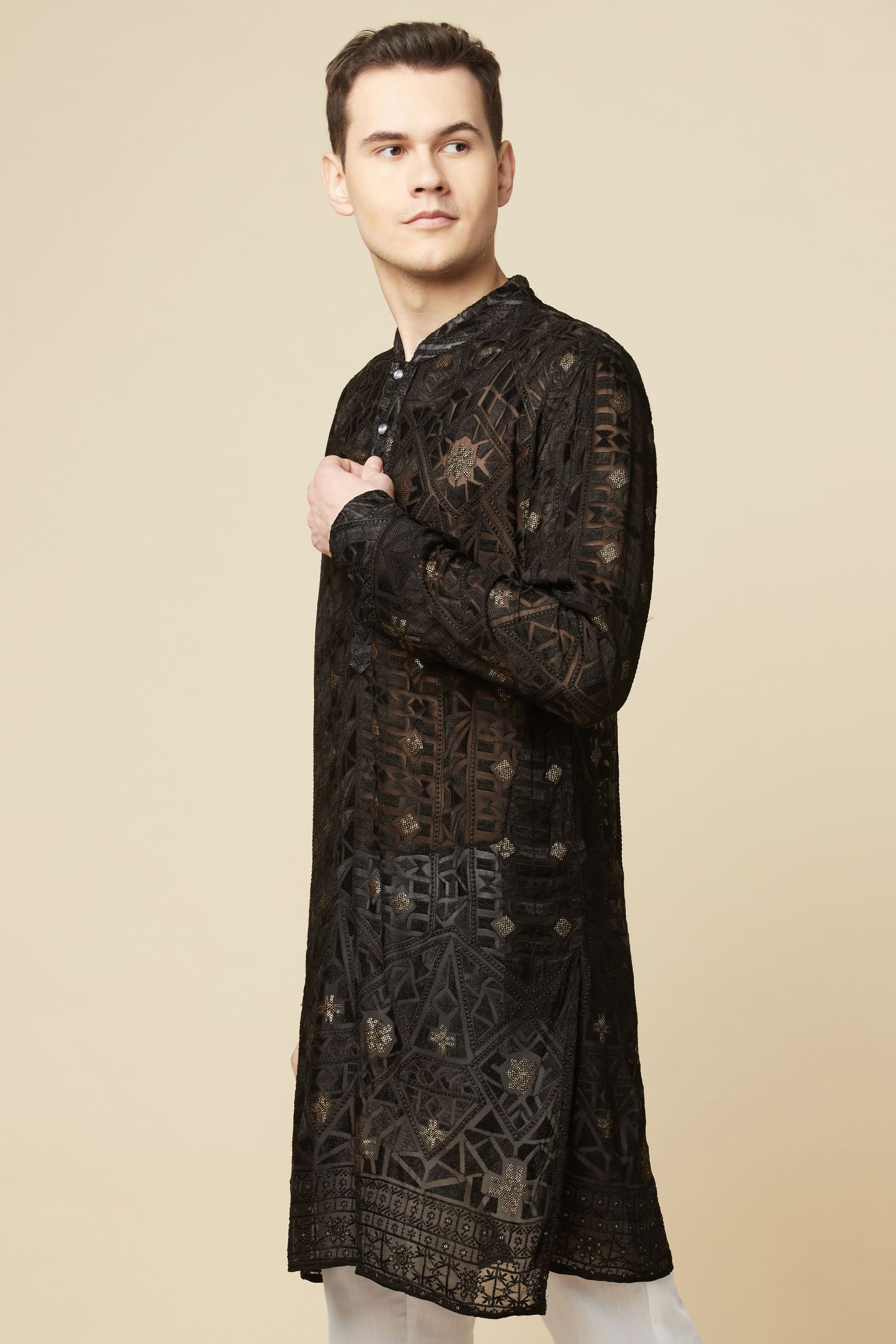 Black Lucknowi Embroidered Kurta Set - Spring Break