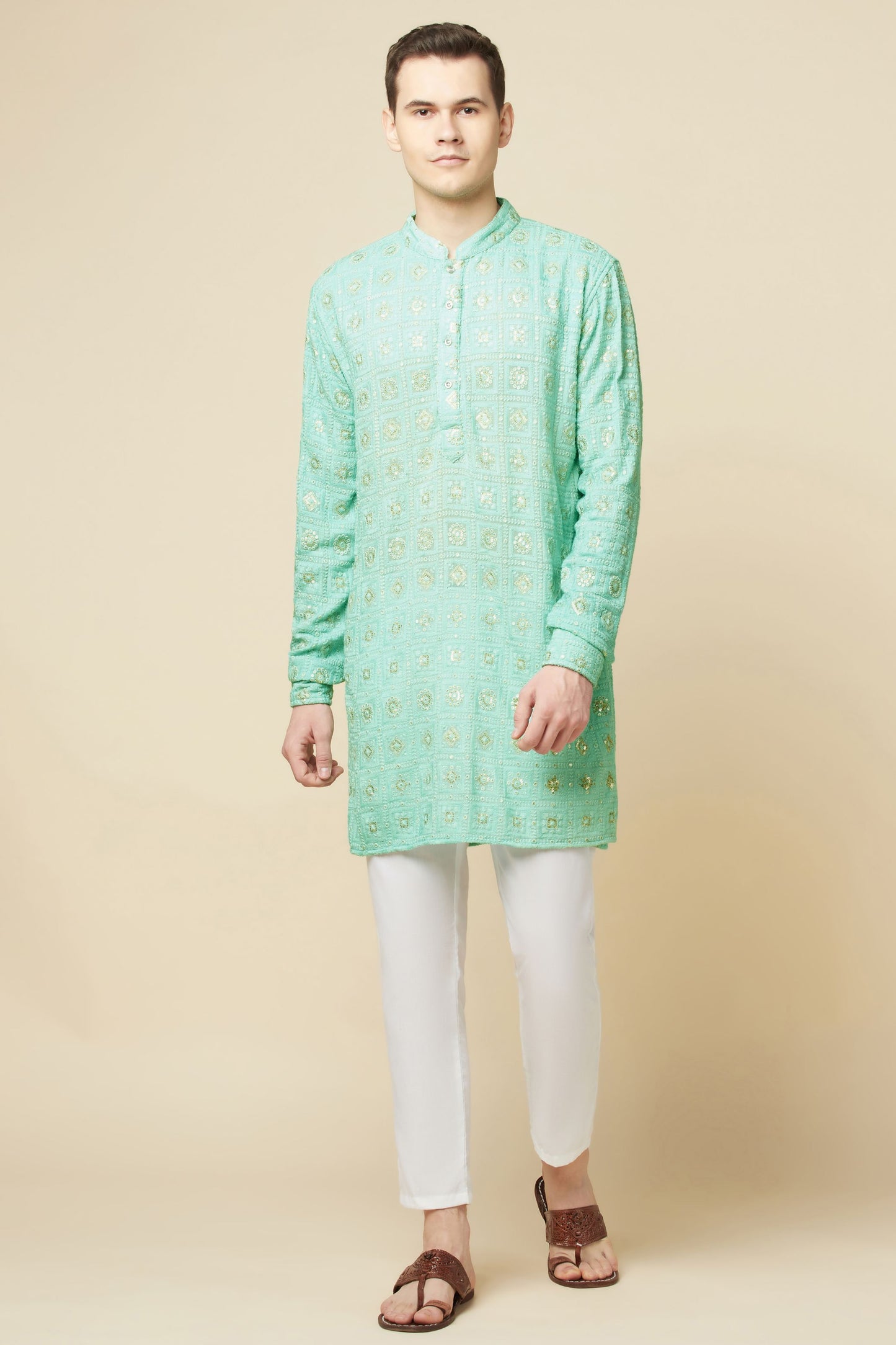 Green Lucknowi Embroidered Kurta Set - Spring Break