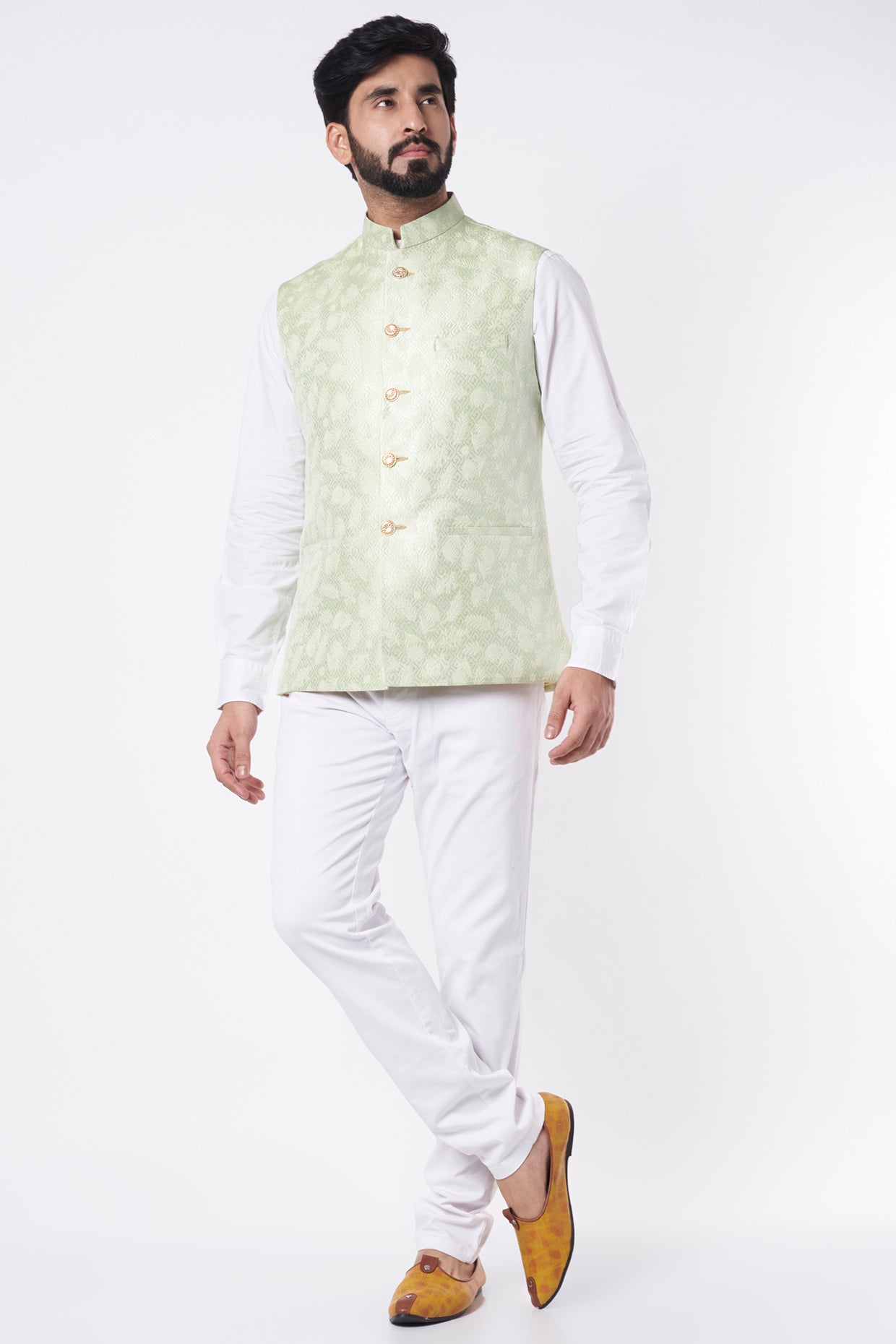 Mint Green Jacquard Bundi Jacket - Spring Break