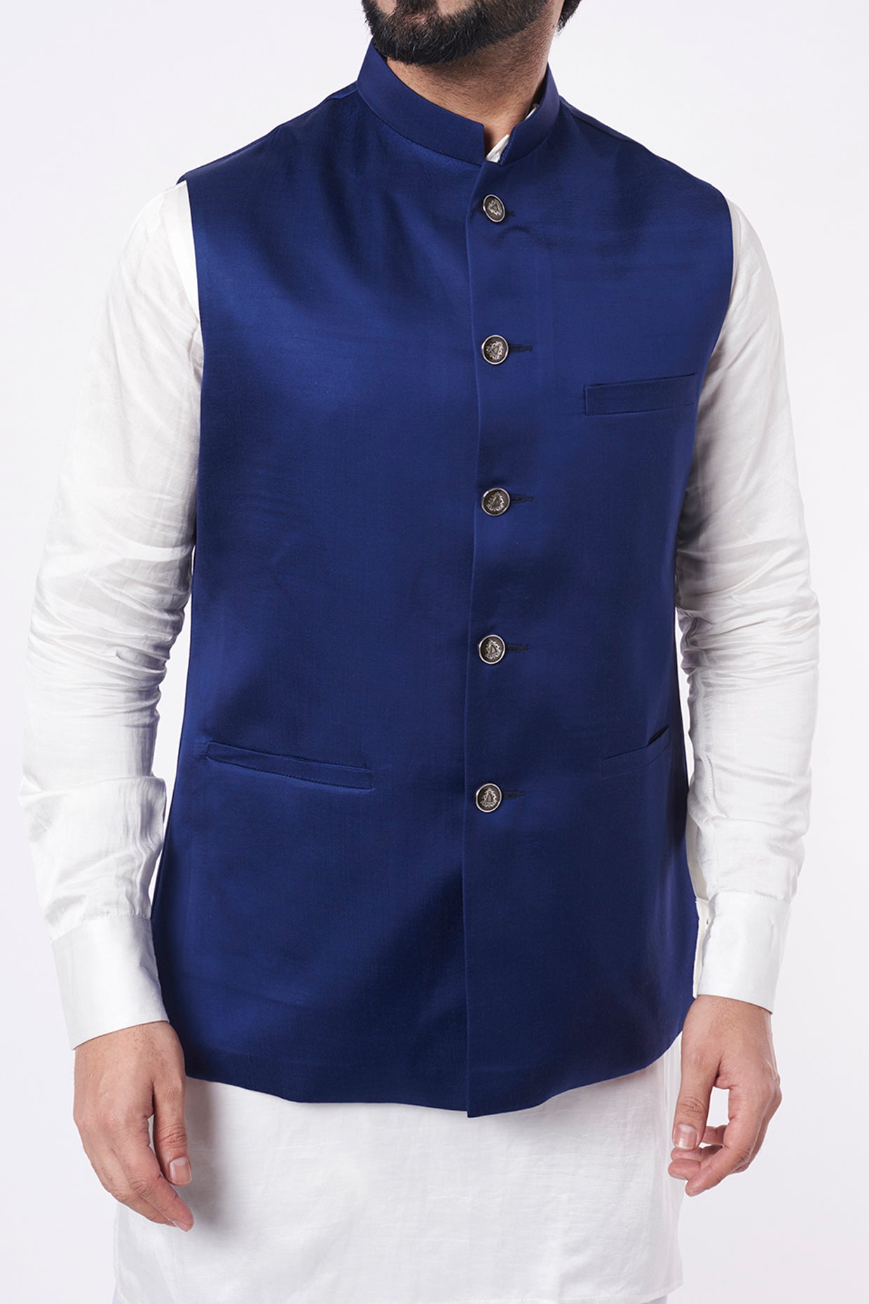 Men's Blue Color Nehru Jacket With Kurta Pant Set - Hilo Design | Nehru  jackets, Kurta with pants, Blue man