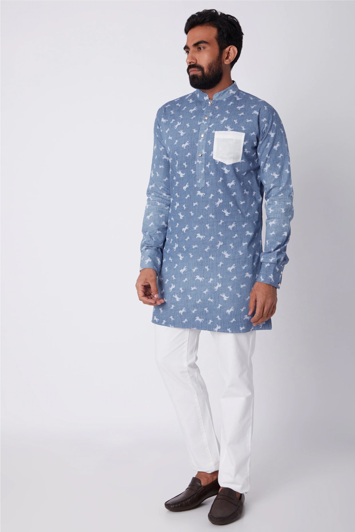 Washed Denim Kurta with Pocket - Spring Break