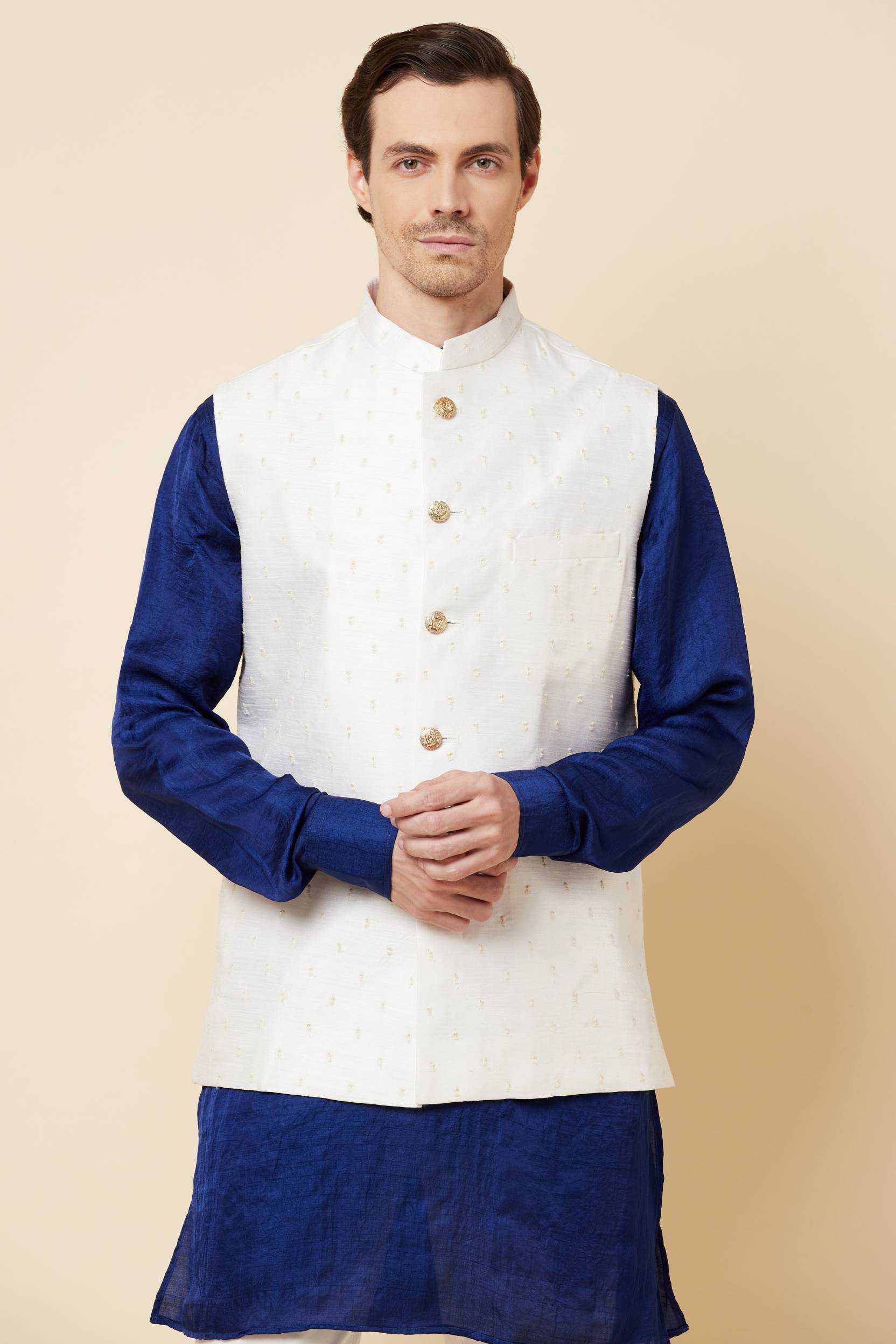 White Embroidered Jacket Kurta Set - Spring Break